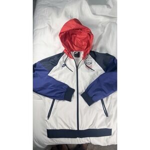United States National Soccer Jacket Womens L White Blue Nike Windrunner NICE!!